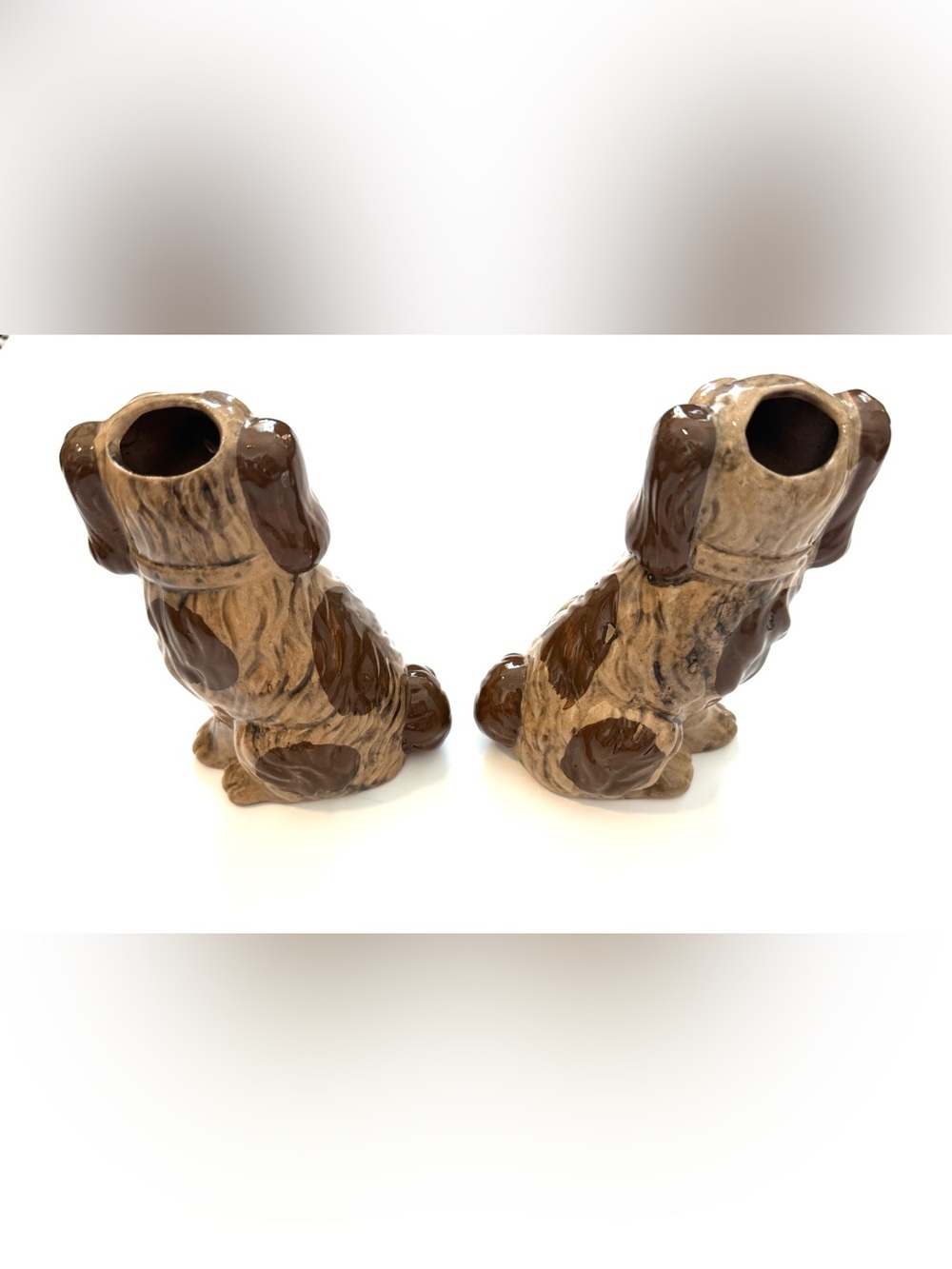Vintage Inspired Set of Two English Staffordshire Dog Planters - Picture 3 of 4